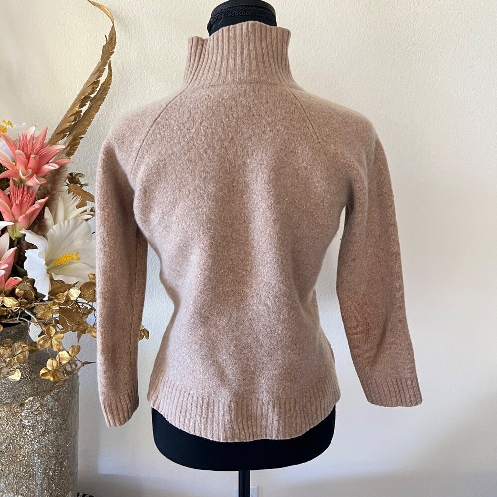 Ann Taylor Tan Beige Wool & Cashmere Turtleneck Minimalist Chic Sweater Petite L - Picture 3 of 11